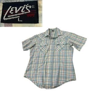 Vintage Levi’s Western Plaid Pearl Snap Shirt Short Sleeve / Men’s Large -